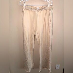 Frame Cream Fold Over Waist Wide Leg Lounge Pants Sweatpants‎ w/ Pockets Large